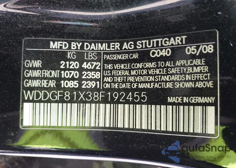 2008 Mercedes-Benz C 300 Luxury 4Matic/Sport 4Matic z USA, uszkodzony, nr VIN WDDGF81X38F192455